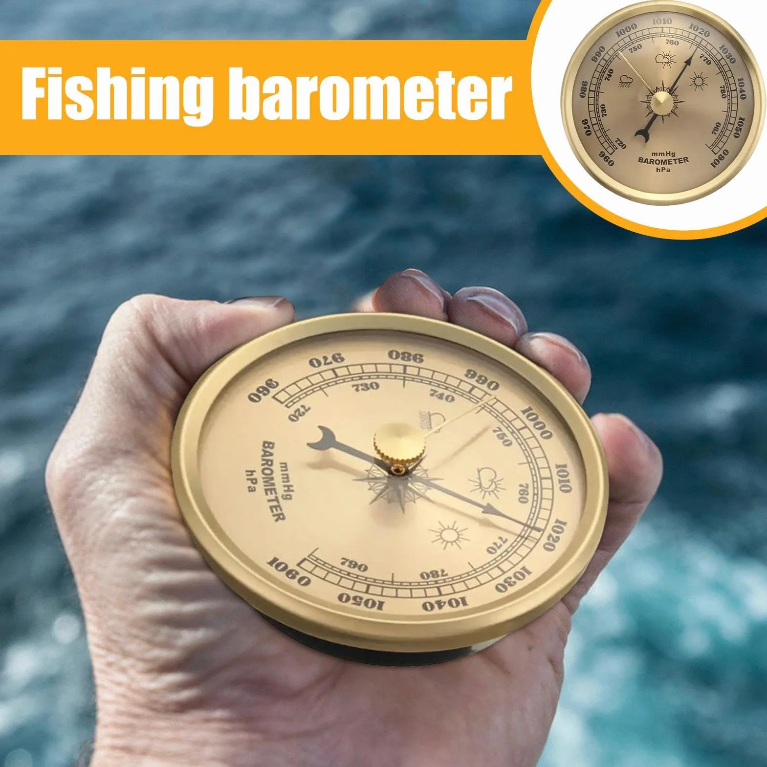 Barometro Per Pressione Atmosferica | Indicatore Meteo per Esterni,Barometro Portatile per Pesca Surf Escursionismo Campeggio Caccia,Per Uomo e Donna