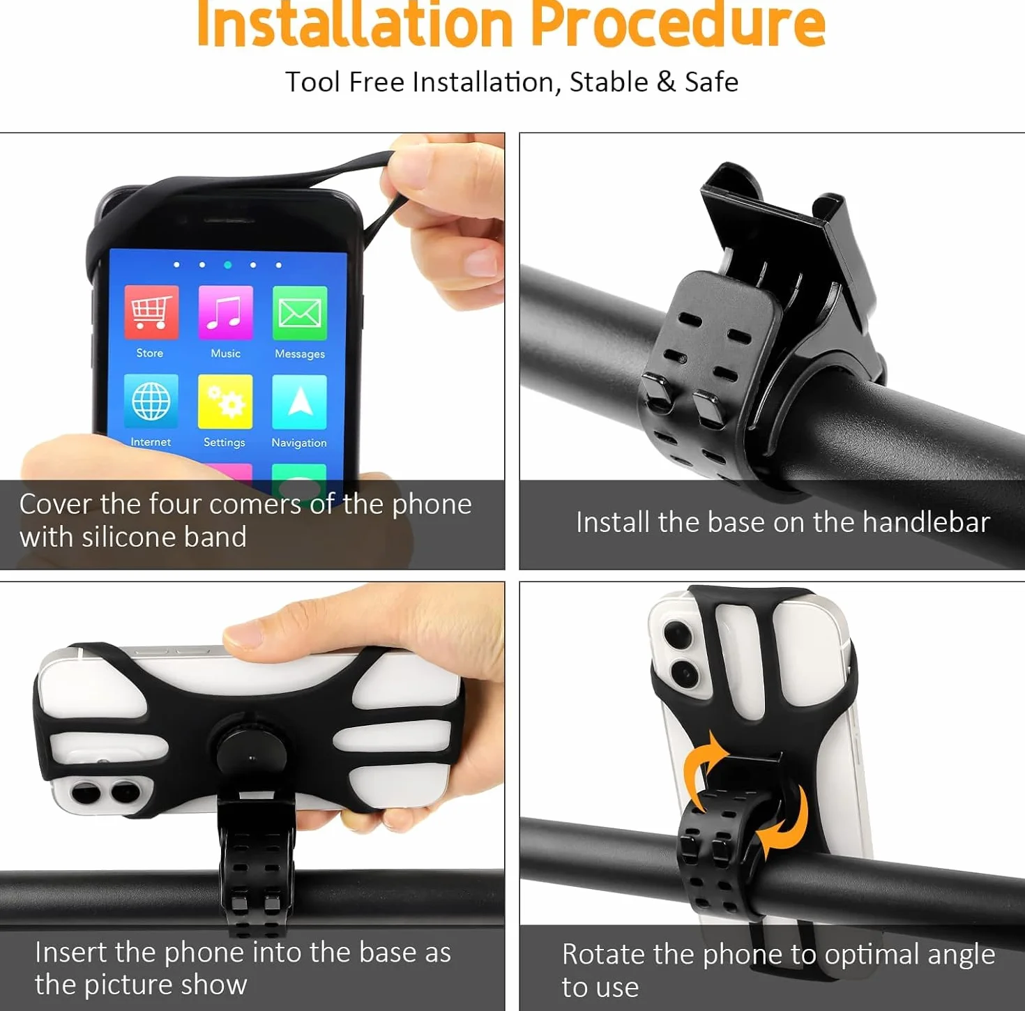 Porta Cellulare Bici Universale Supporto Smartphone 360° Rotabile Staccabile per MTB Moto Bicicletta Compatibile iPhone 17/16/15/14 4.5"-7.0" Nero