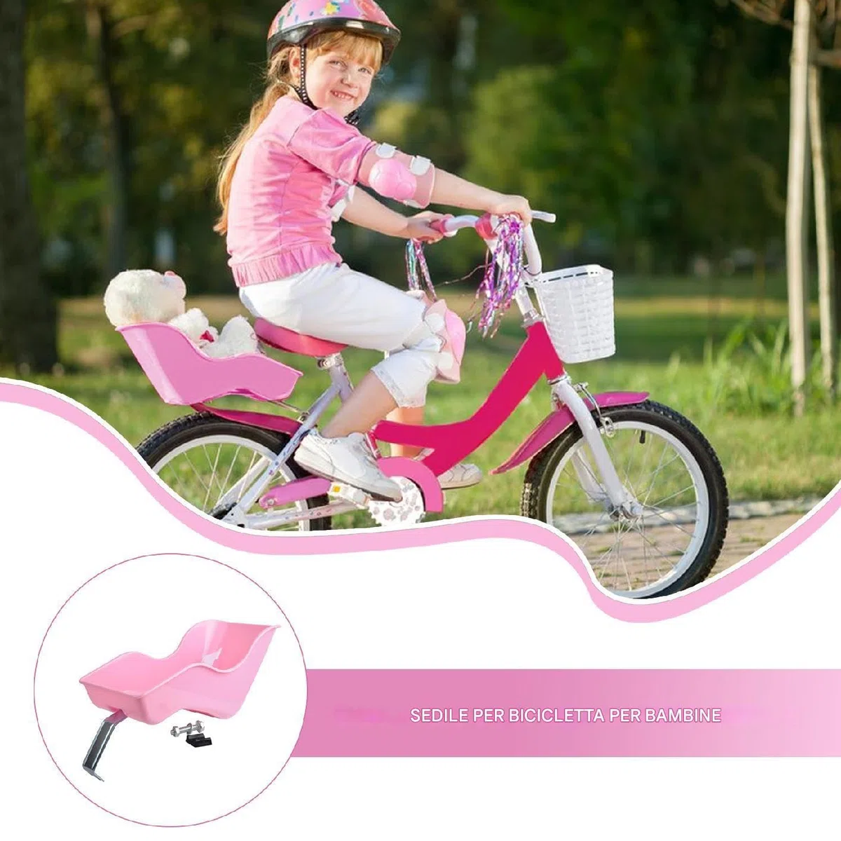 Sedile In Bicicletta Per Bambole Per Bambini - Sedile In Bicicletta, Vettore Di Sedili Ciclistici Per Bambola | Cambiatore Di Sedili Ciclistica Bambola Rosa Bambola La Maggior Parte Del Cicl