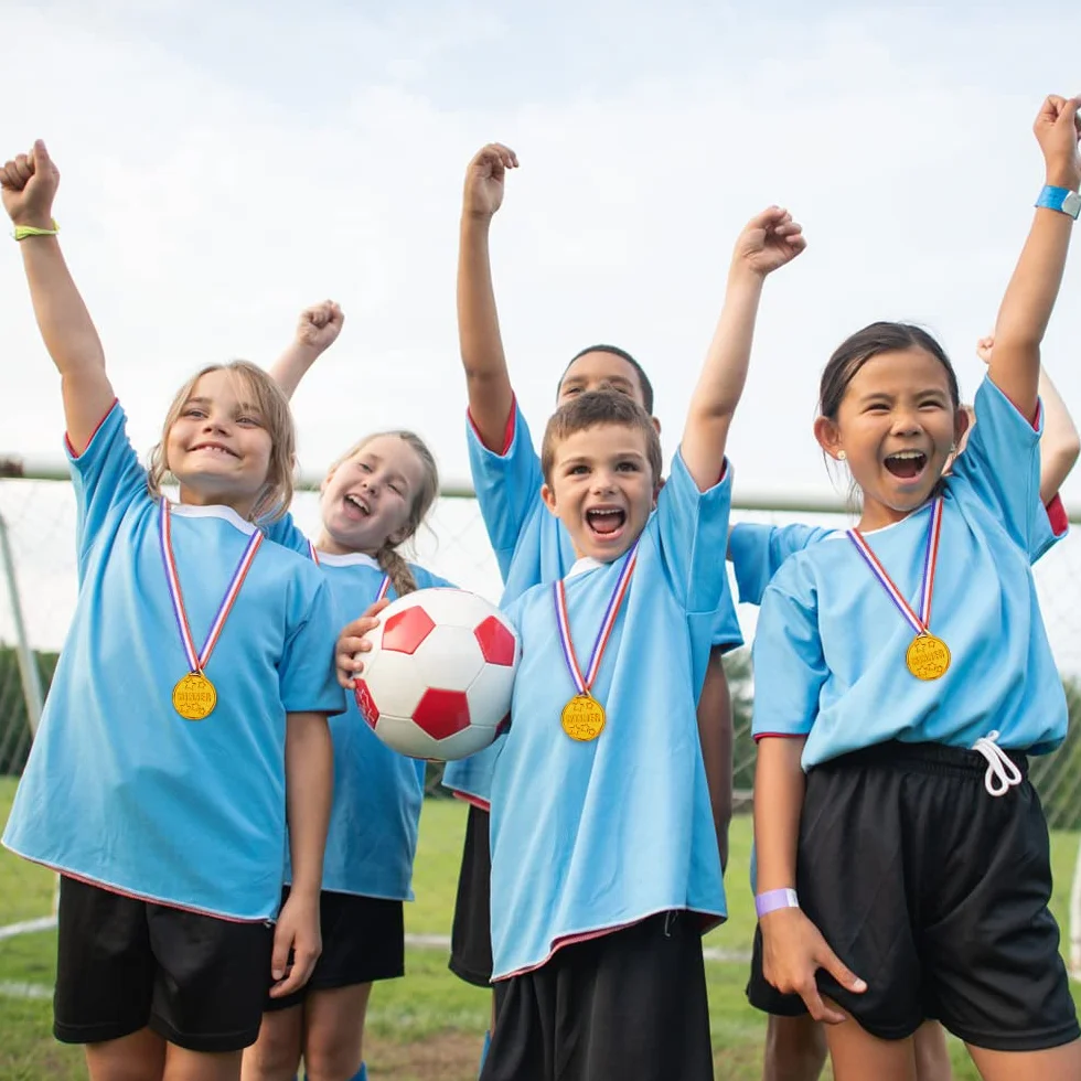 Flintronic Medaglie per Bambini, Medaglie di Plastica con Nastri al Collo, Bomboniere per Giochi Sportivi Scolastici