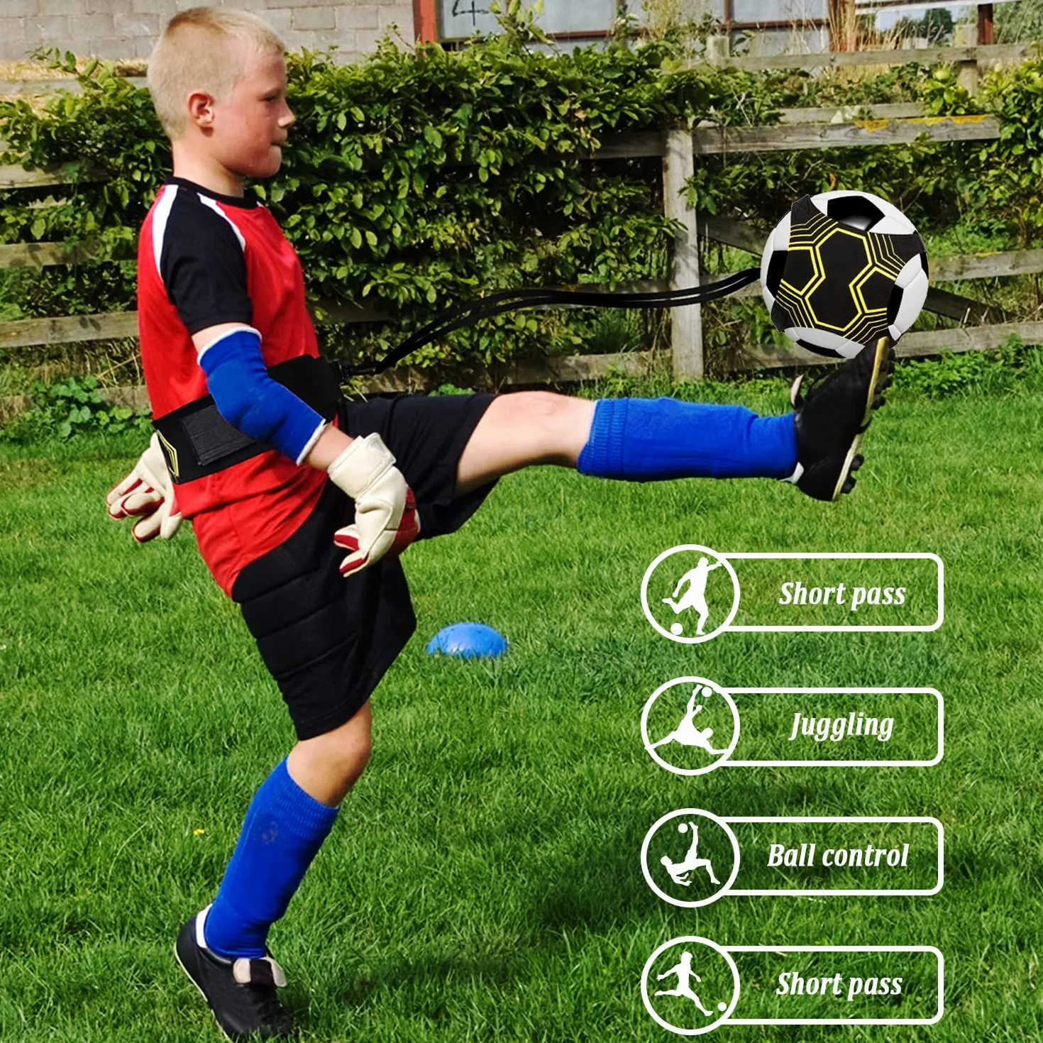 Favuit Trainer da Calcio, Cintura da Allenamento Regolabile Banda Elastica per Bambini Adulti Pallone Taglia 3 4 5