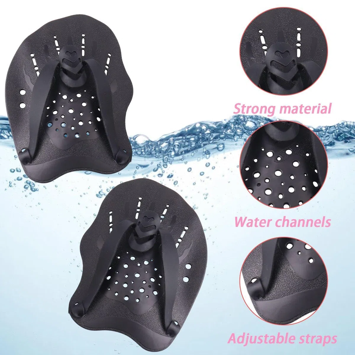 2 Paia Racchette da Nuoto, Racchette da Nuoto in Silicone, Racchette da Nuoto per Allenamento, Racchette da Nuoto per Surf, Racchette da Nuoto Regolabili, Ausili per Il Nuoto con Pinne
