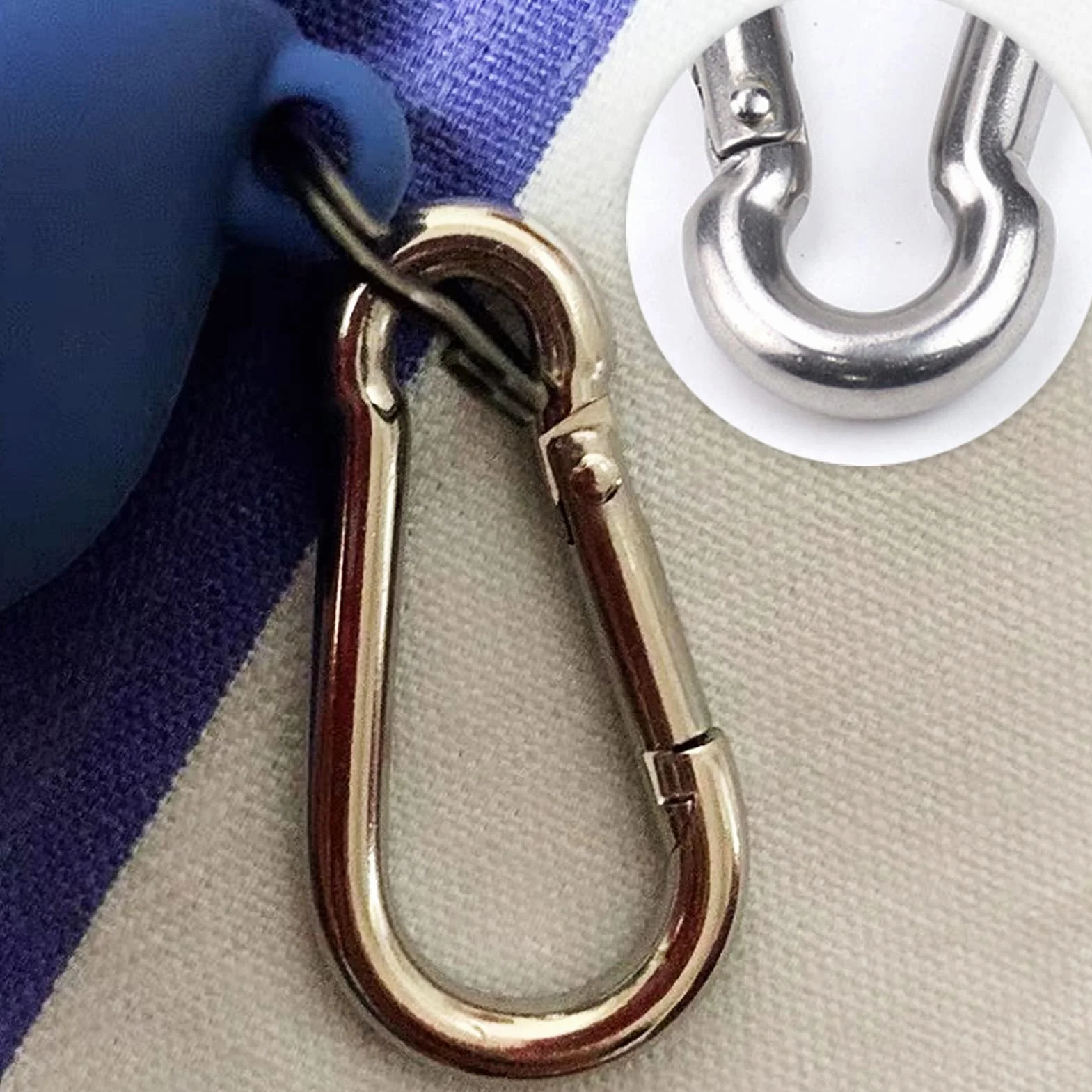 Moschettone in acciaio inox 60 mm x 6 mm portata 150 kg per vigili del fuoco