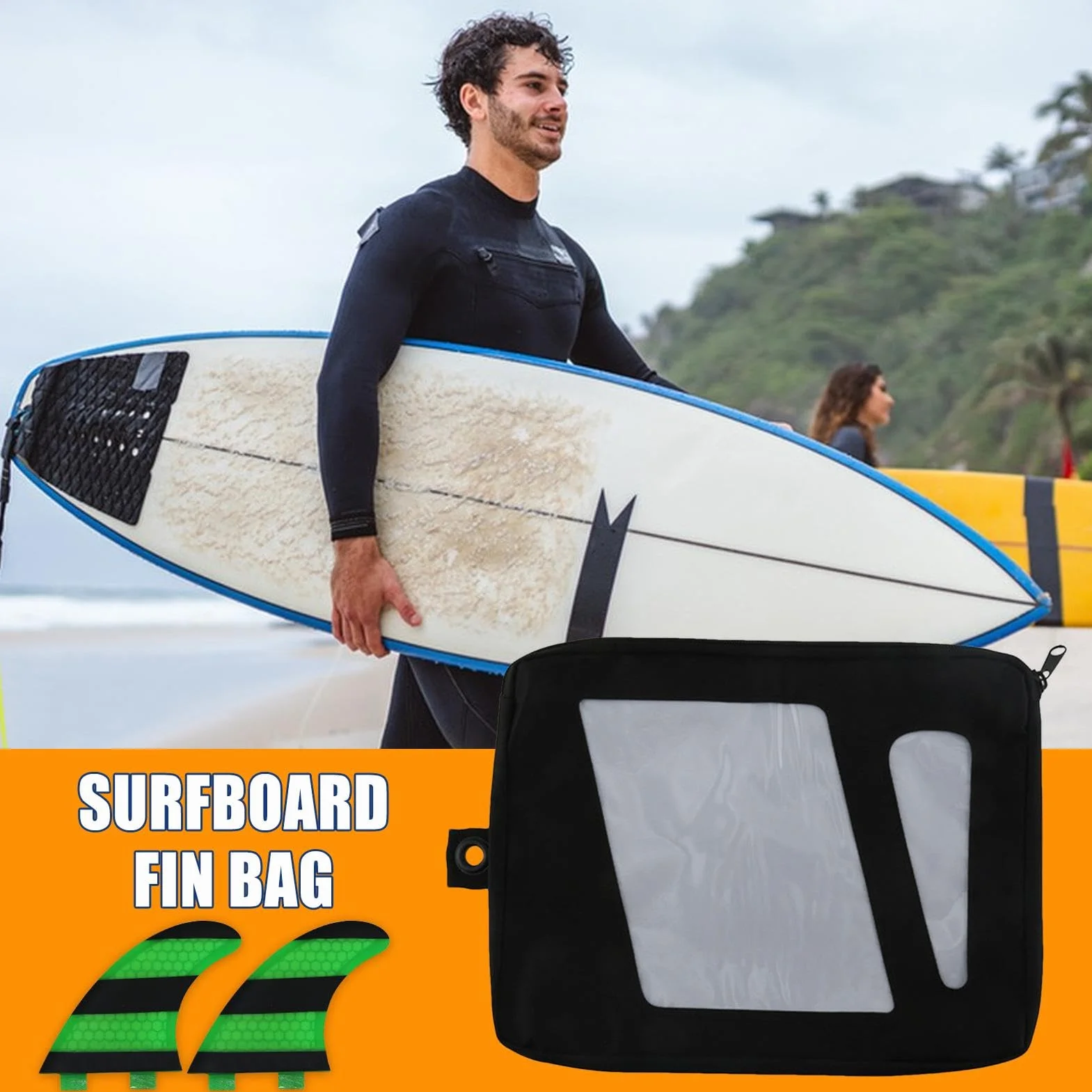 Custodia impermeabile per pinne da surf, borsa da viaggio porta pinne organizer