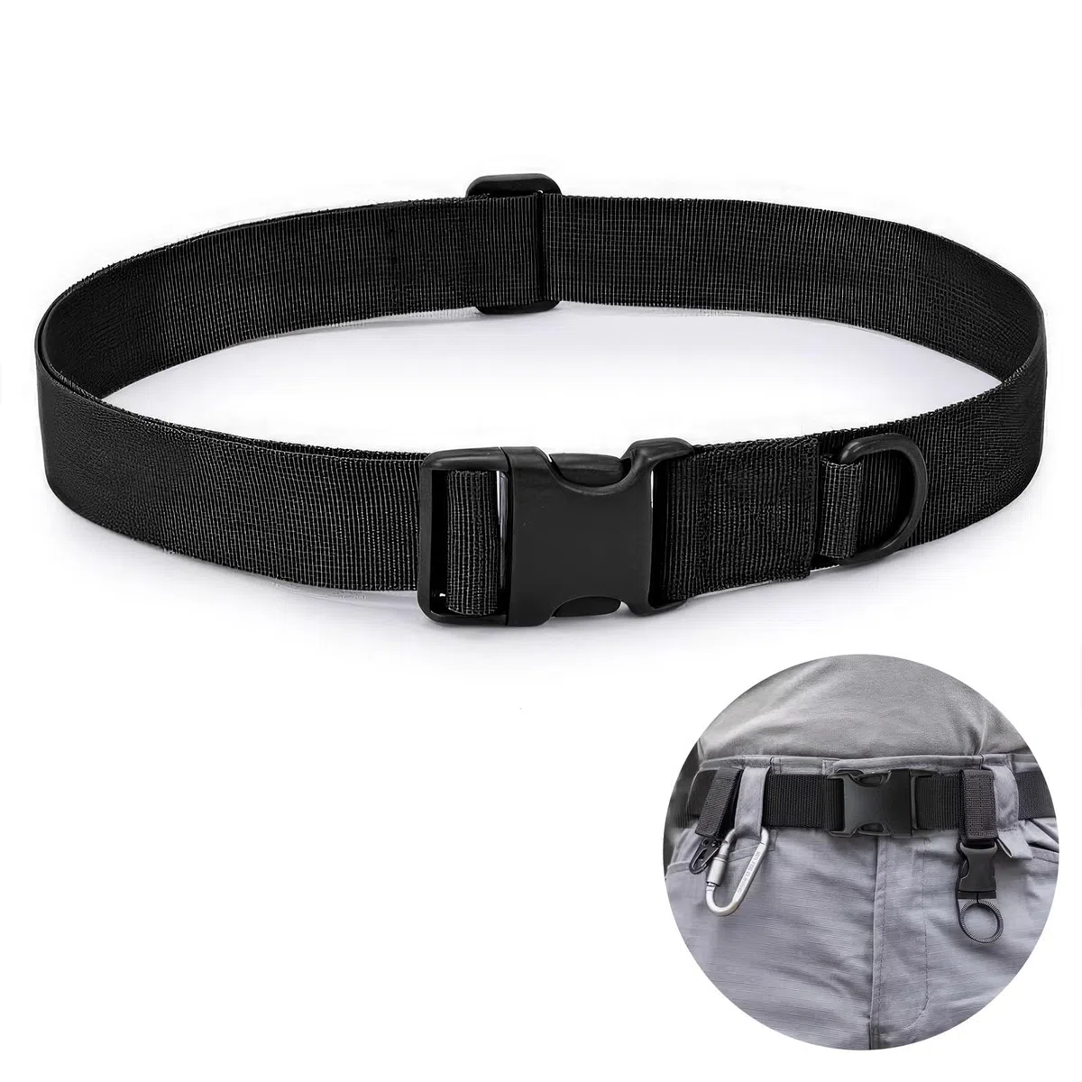 Cintura Tattica Militare,Cintura Regolabile 140cm,Nylon Resistente All'usura,Fibbia Sgancio Rapido,Adatta per Uso Quotidiano e Operazioni Tattiche,Passaggio Attraverso la Sicurezza Aeroportuale,nero