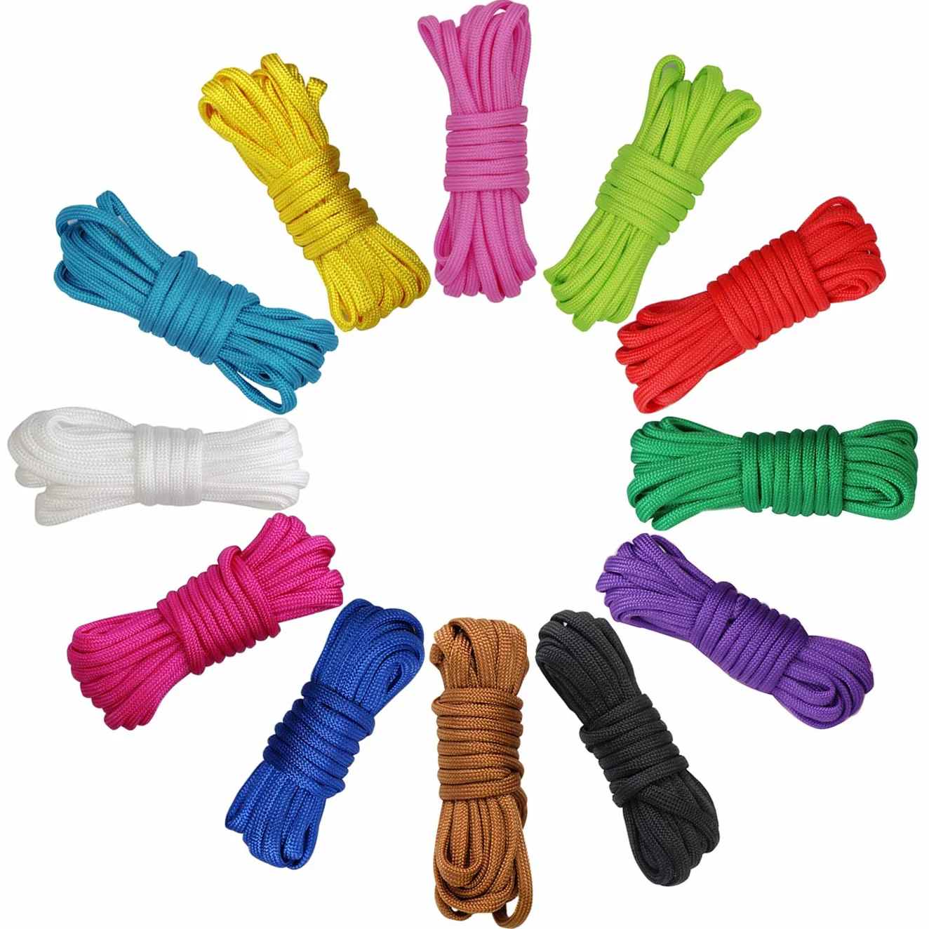 Paracord Braccialetto 12 Colori 10 Piedi 4mm 7 Fili Corda da Paracadute Set Campeggio Sopravvivenza Fai da Te