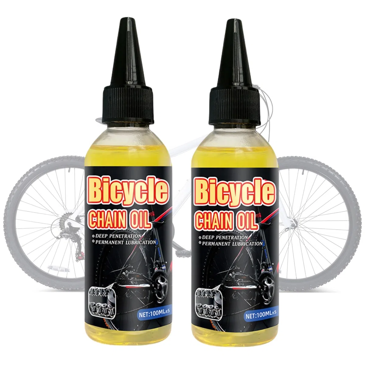 2Pc Olio per Meccanica Fine, Lubrificante Catena Bici Biodegradabile, Lubrificante per Biciclette per Tutti i Tipi di Biciclette, Formulato per Condizioni Atmosferiche Difficili e Umide, 100 ml