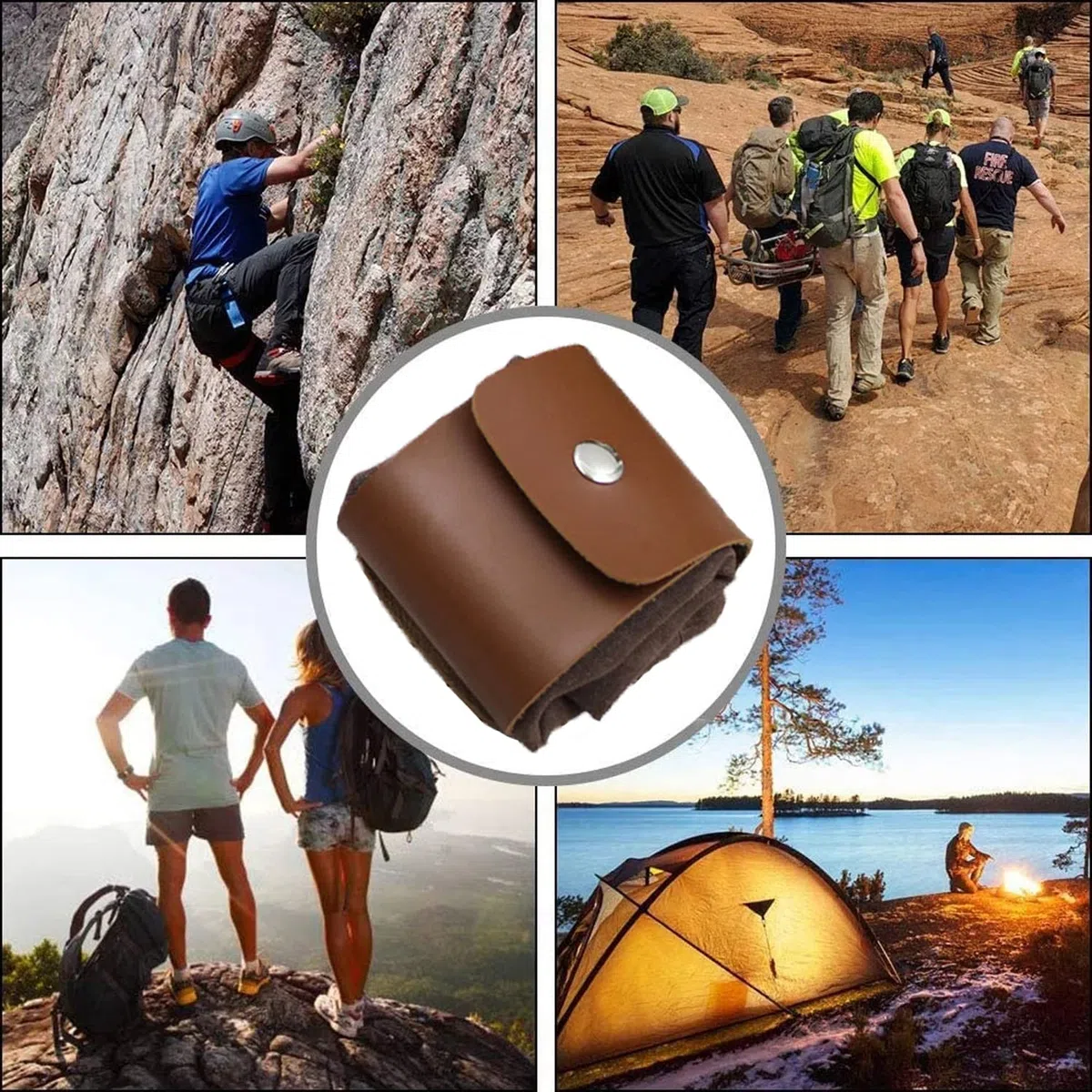 Borsa per foraggiamento in tela cerata, pieghevole, per campeggio, attività all'aperto, per conservare funghi, impermeabile, in pelle per bushcraft, marrone, per viaggi, campeggio