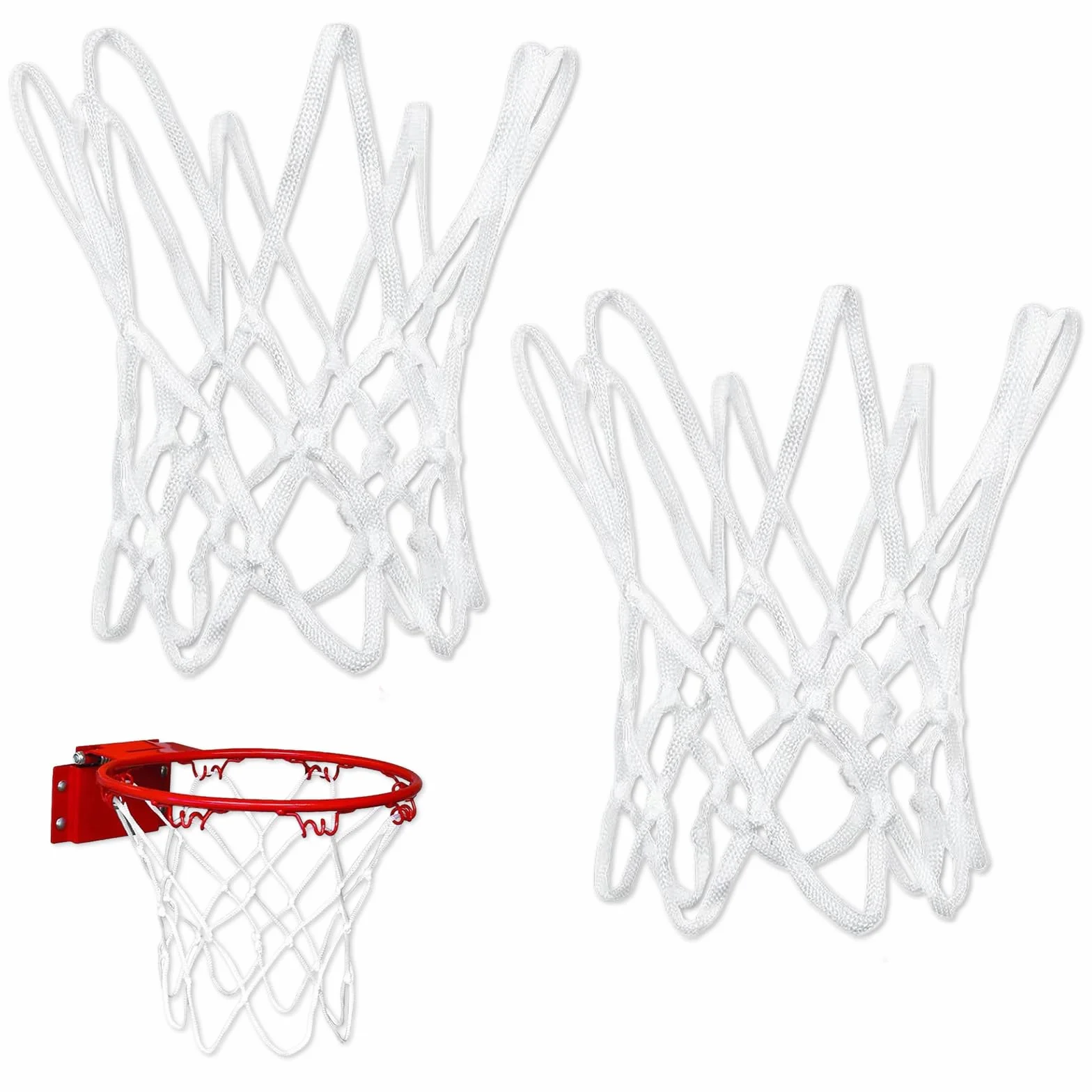 Rete per Canestro da Basket Mini in Nylon Resistente 2 Pezzi 8 Ganci Bianco