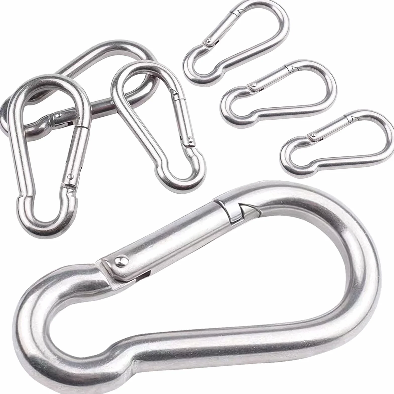 Moschettone in acciaio inox 60 mm x 6 mm portata 150 kg per vigili del fuoco