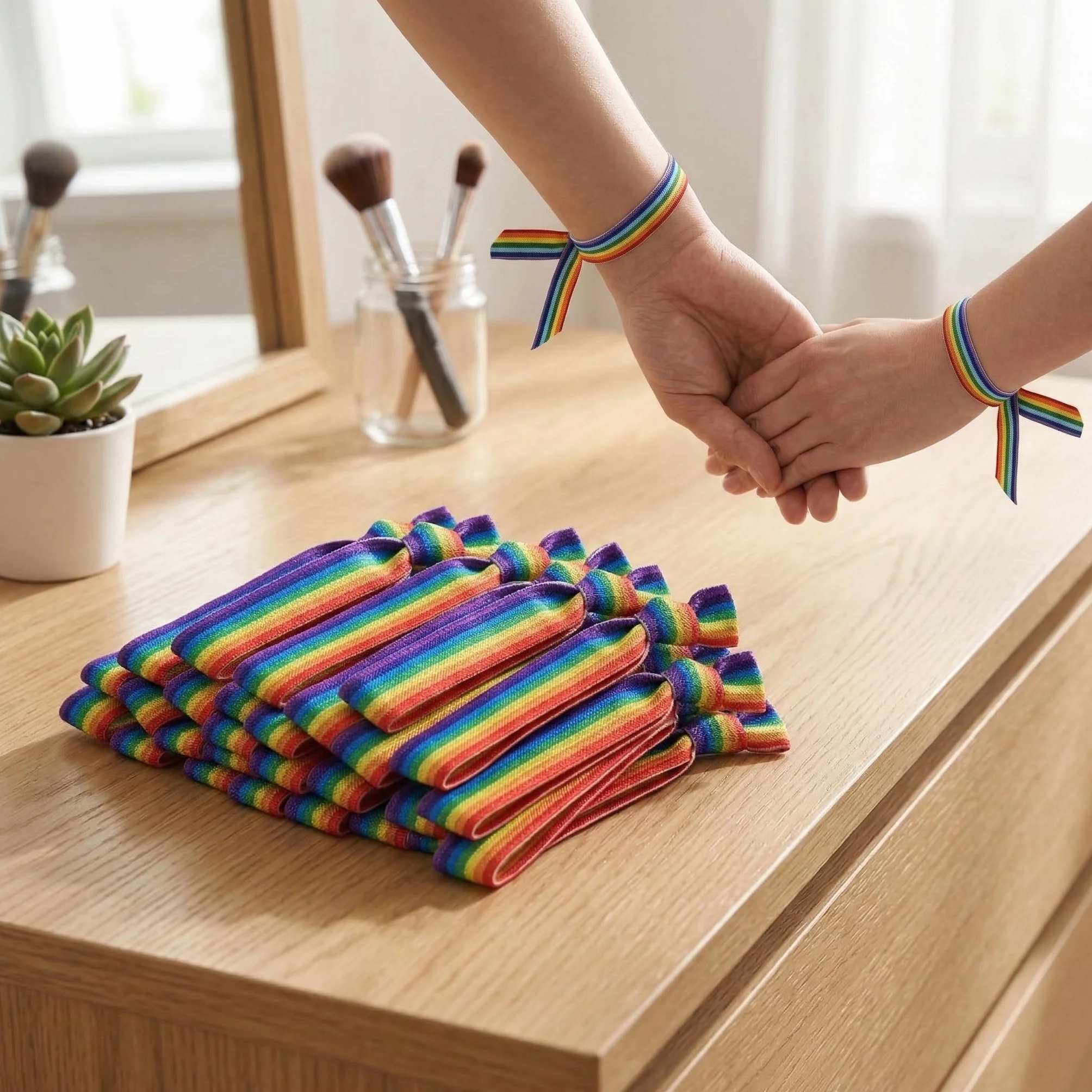 Set di 24 Braccialetti Arcobaleno Pride – Braccialetti Elasticizzati 1.5 cm x 10 cm per Uomo e Donna
