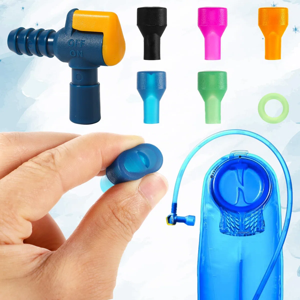 4pz Ricambio per Valvola di Morso, con 1 Connettore per Tubo Flessibile Angolato e 1 Anello di Tenuta Ricambio per Boccaglio in Silicone per Sacca di Idratazione Compatibile con Camelbak
