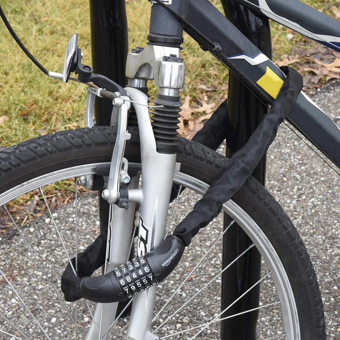 Amazon Basics Catena con lucchetto per bicicletta, combinazione a 5 cifre, 97.2 cm, nero