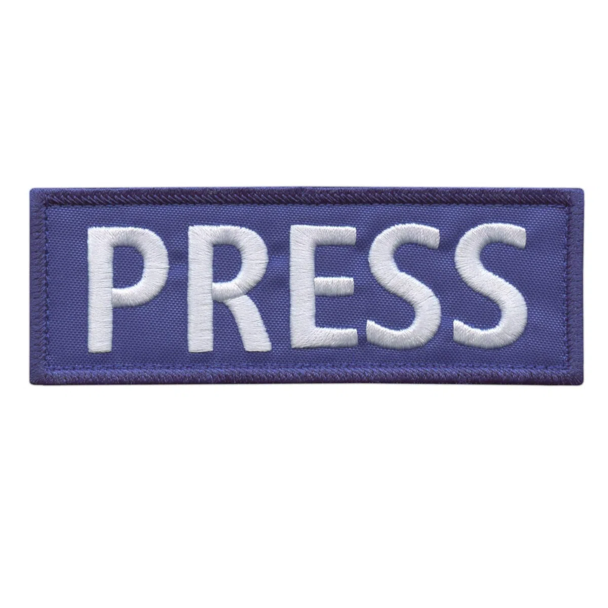 PRESS 5"x2" Blue Body Armor White Letters Tactical Vest Media Embroidered Nylon Fastener Patch