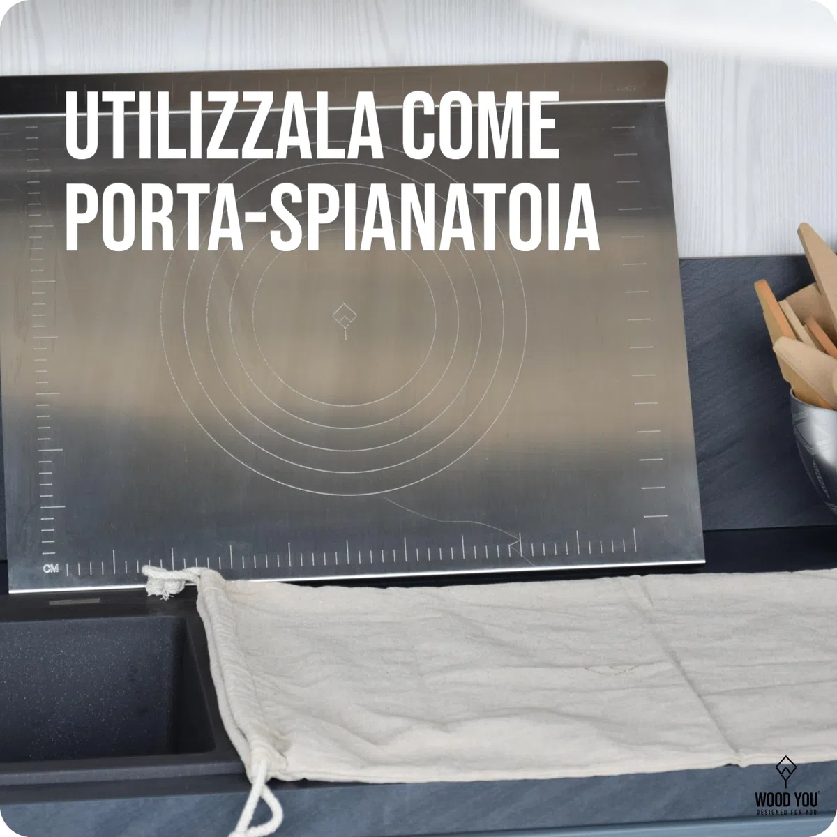 Sacca per Spianatoia in Cotone Ecologico Riciclato, Neutra, 75x50 cm, Canapa