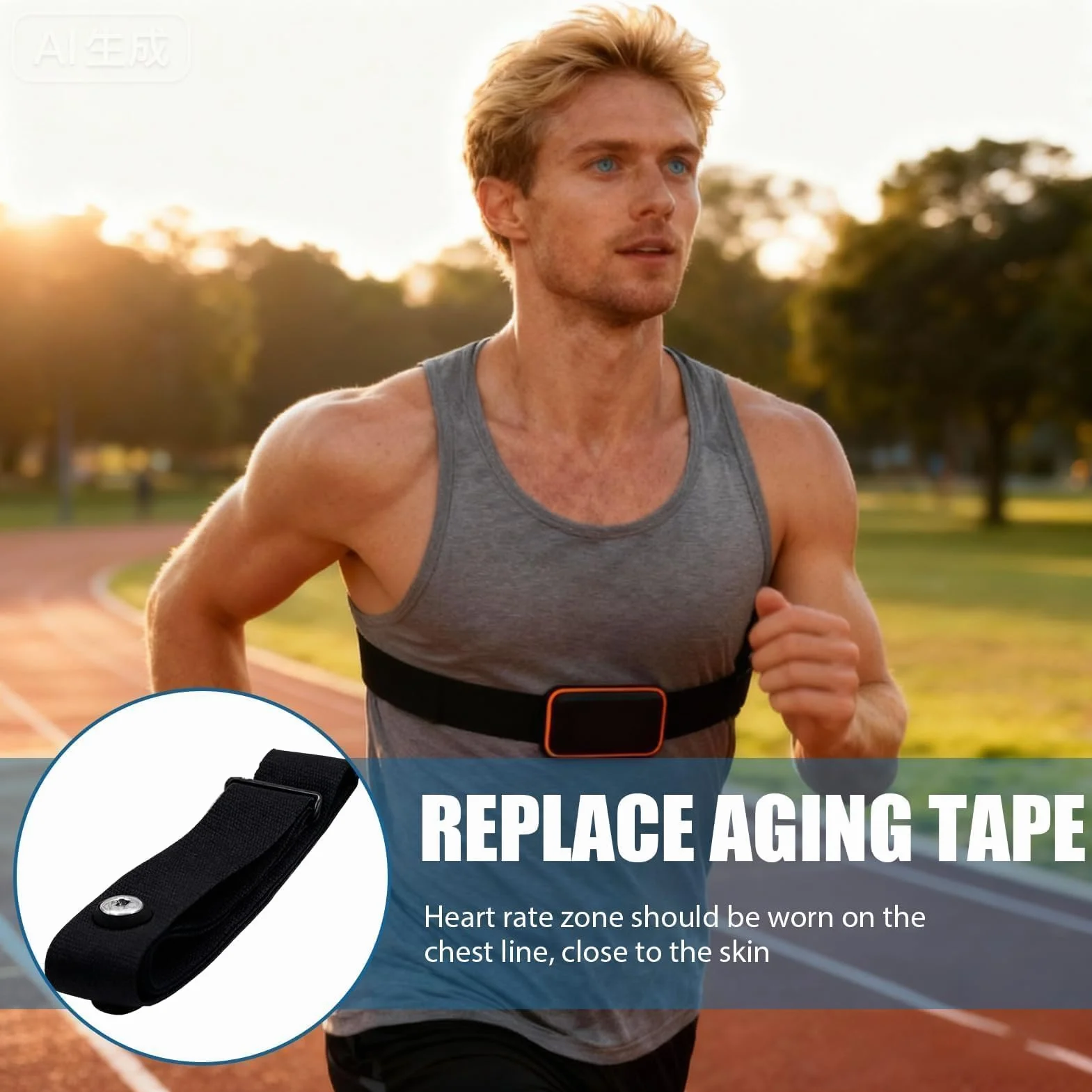 Cinturino di ricambio per cintura toracica regolabile, cintura cardio regolabile (da 70 cm a 105 cm) per sensore cardiofrequenzimetro compatibile con Garmin Wahoo Polar H10 H9 Coospo Magene Bryton