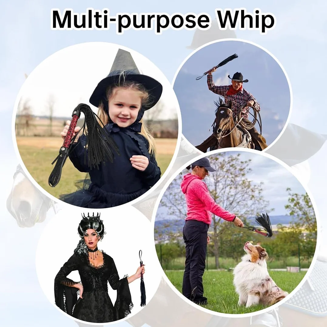 Frusta da Equitazione, 1 PCS Frustino Equitazione Corto, Outdoor Sports Portatile Antiscivolo Simil Pelle Frustino Cavallo, per Cavallo Performances,Frusta in Pelle con Frange,Multiuso