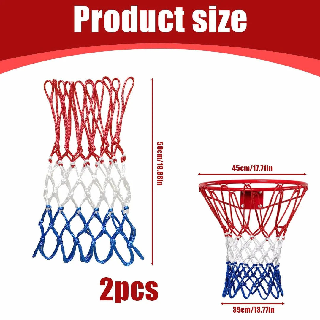 Ricambio rete basket 12 anelli in Poliestere resistente intemperie, 2 pezzi basket rimovibile per pallacanestro