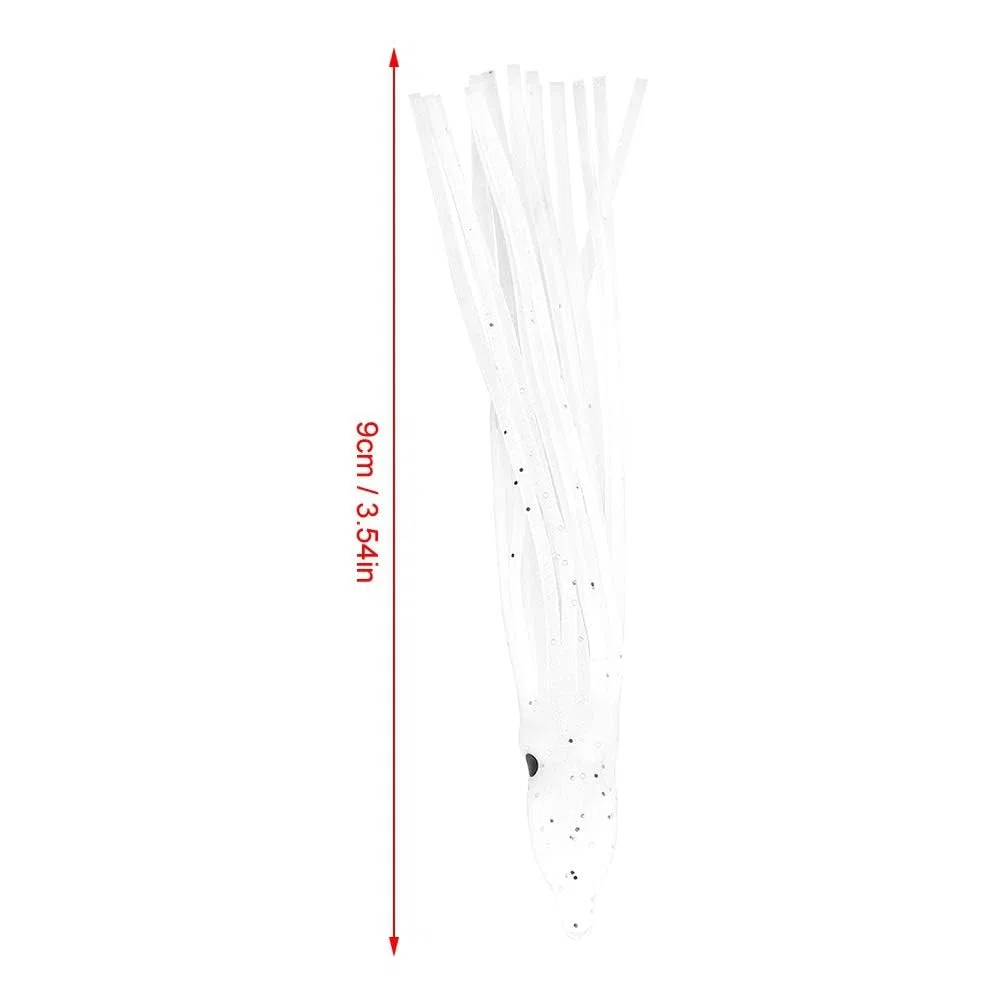 Alomejor 10Pz/Borsa Richiamo di Pesca in Gomma Mini-Size Calamari Forma Polpo Esca per Attrezzi da Pesca All'aperto