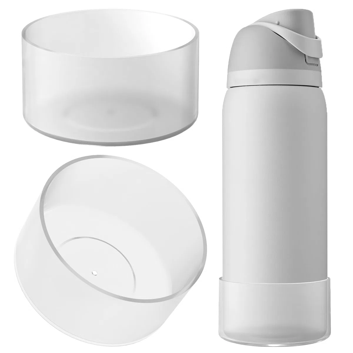 Linkidea - Confezione da 2 Protezioni per Borraccia compatibili con la Borraccia Sportiva Owala FreeSip da 32 oz, Protezione Antiscivolo in Silicone per Il Fondo della Borraccia (Bianco Trasparente)