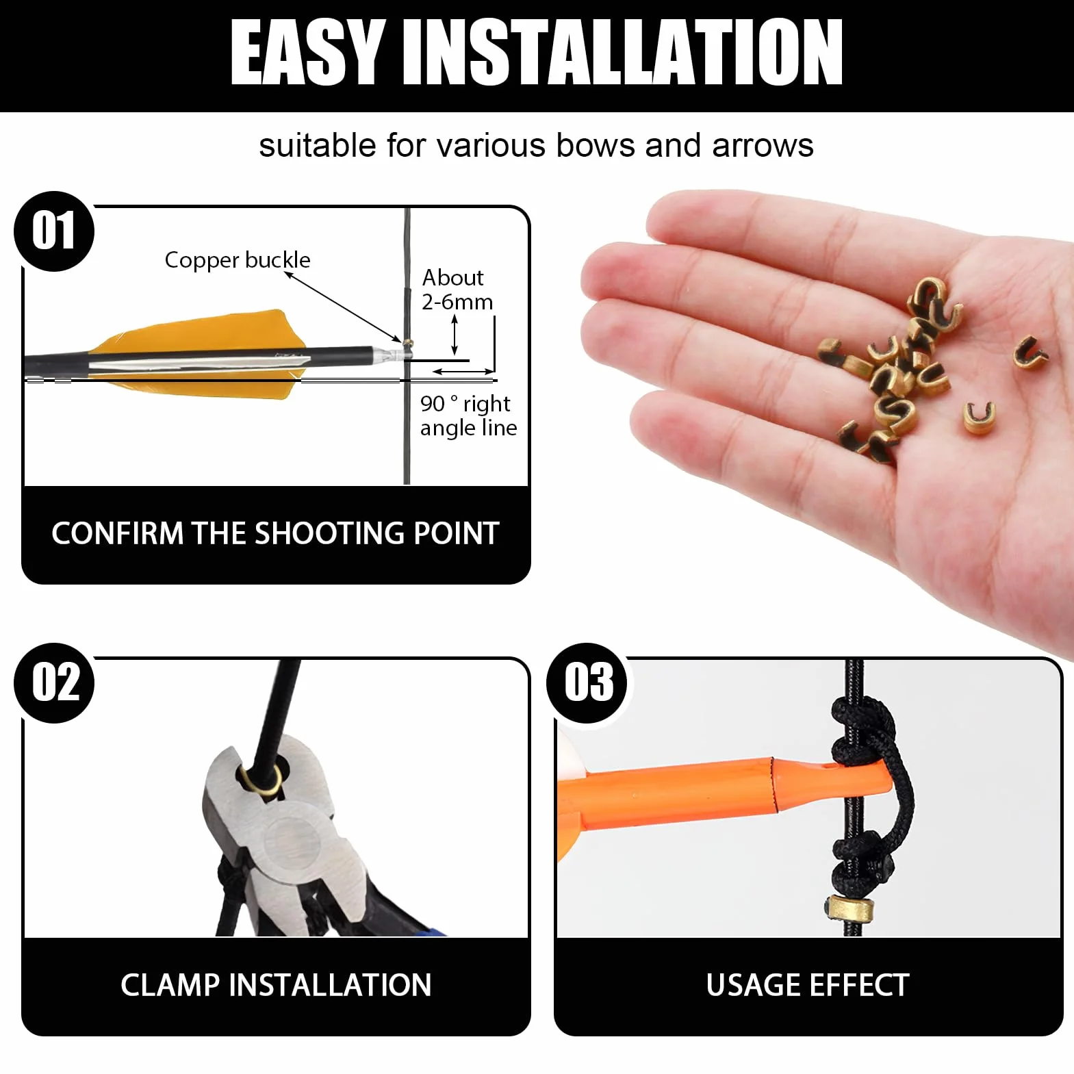 20 Pezzi Tiro con L'Arco Arco String Nock Bow String Nock Points Ottone Nocking Fibbia Clip Tiro con Arco a Punti Nock String Nocking Punti Clip con Fibbia Ad Arco per Arco Composto e Ricurvo