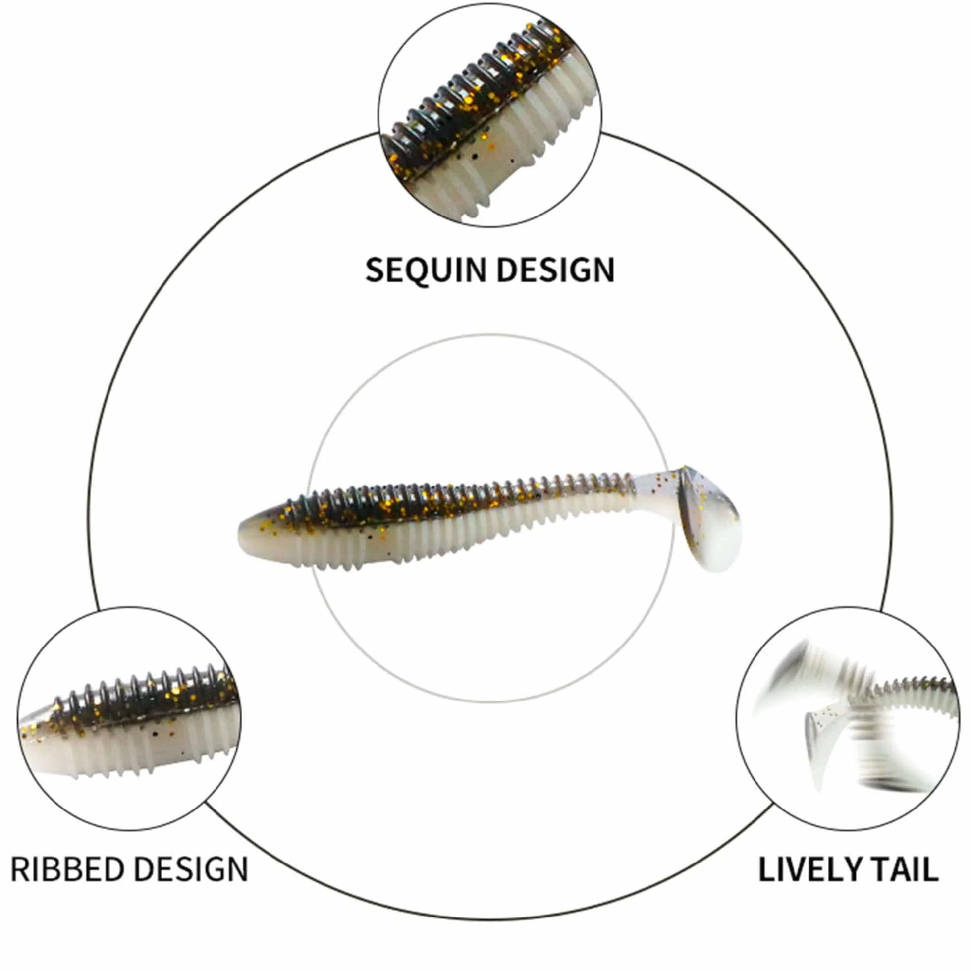 Zulu Shad - Set di esche da pesca in gomma, 5 pezzi x 75 mm, per luccioperca, pesce persico