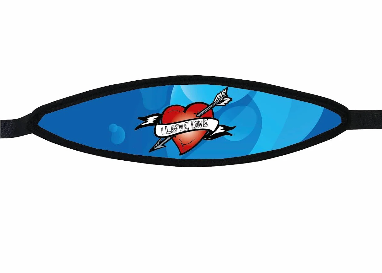 Best Divers, Cinturino Maschera in Neoprene, Terminali a Strappo, cuore sub