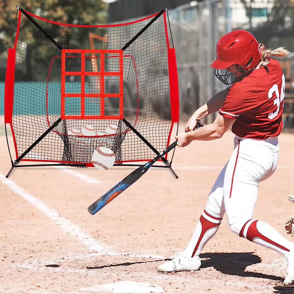 Strike Zone Target, Pitching Target Strike Zone – Rete regolabile Strike Zone per esercitazioni da baseball per colpire, colpire catturare, cintura di fissaggio