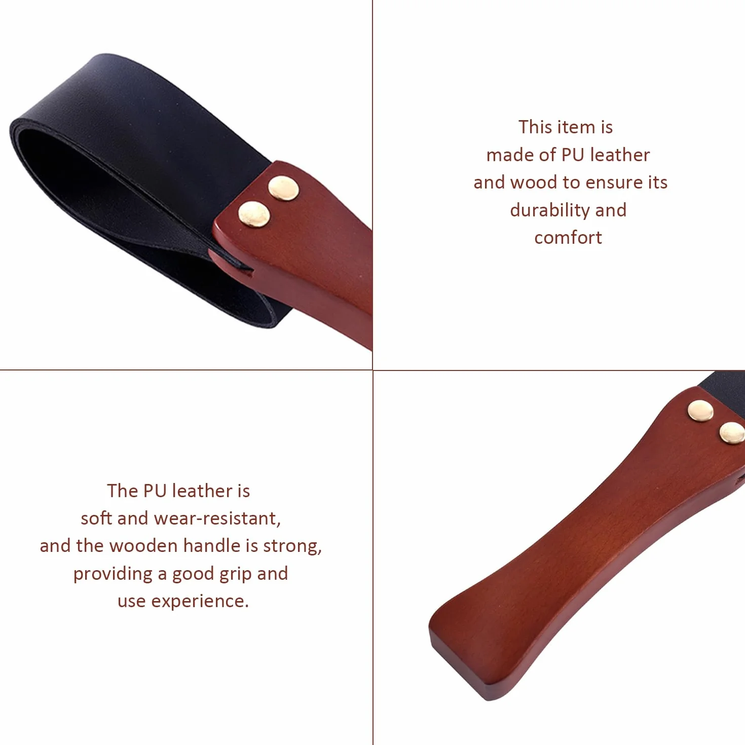 Frusta da Equitazione 1 Pezzo con Manico in Legno, Frusta da Equitazione in Pelle Pu, Strumenti di Impatto, Accessori per L'Equitazione, Accessori per L'Allenamento di Guida