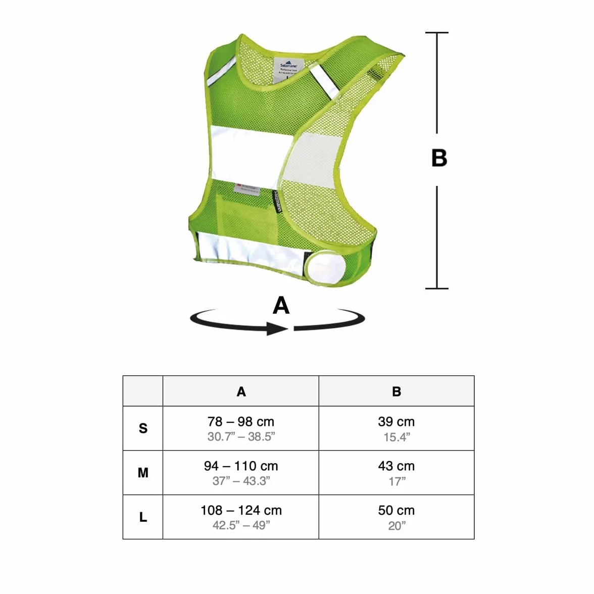 Salzmann Gilet da Corsa ad Alta Visibilità Traspirante in Tessuto a Rete con Materiale Riflettente 3M