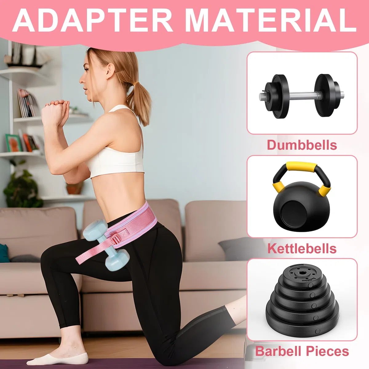 Cintura per Hip Thrust, Cintura di Spinta per Palestra e Pilates, Attrezzo per Glutei per Attaccare Manubri per Esercizi di Fianchi, Ponte Gluteo, Plank, Push-up