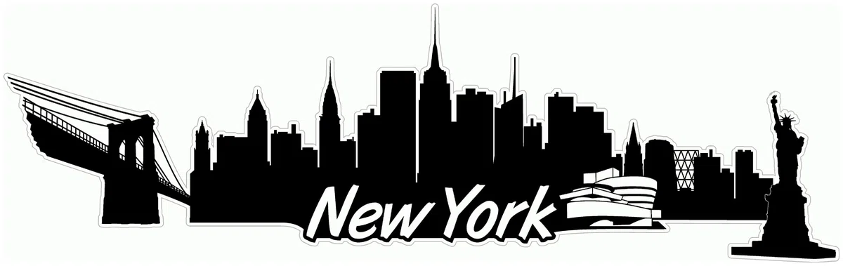 Samunshi® New York Skyline - Adesivo per auto, motivo città, 15 x 4,6 cm, colore: Nero
