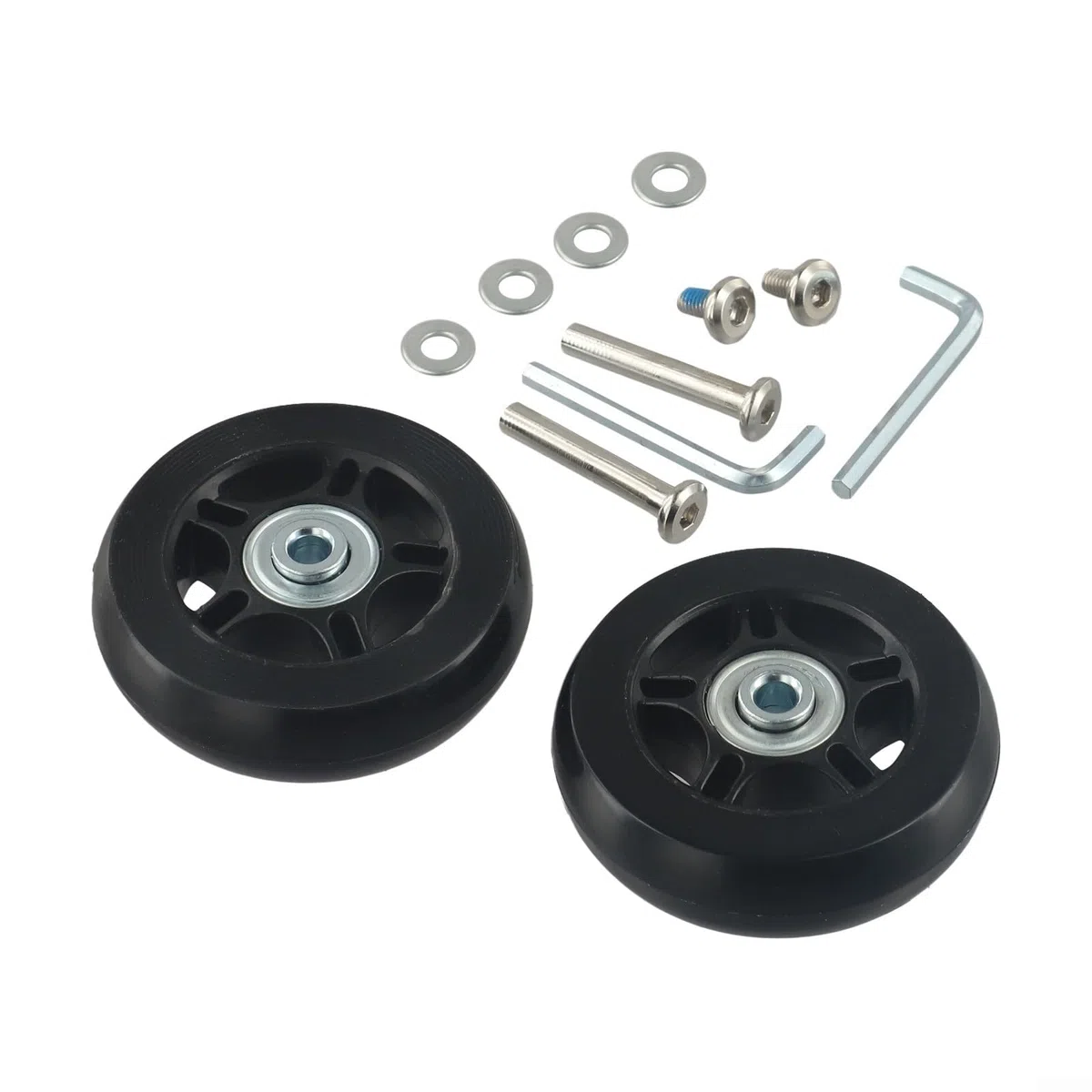 Set di 2 ruote di ricambio multifunzionali per valigie e pattini a rotelle, accessori di installazione pratici (60 mm x 18 mm)