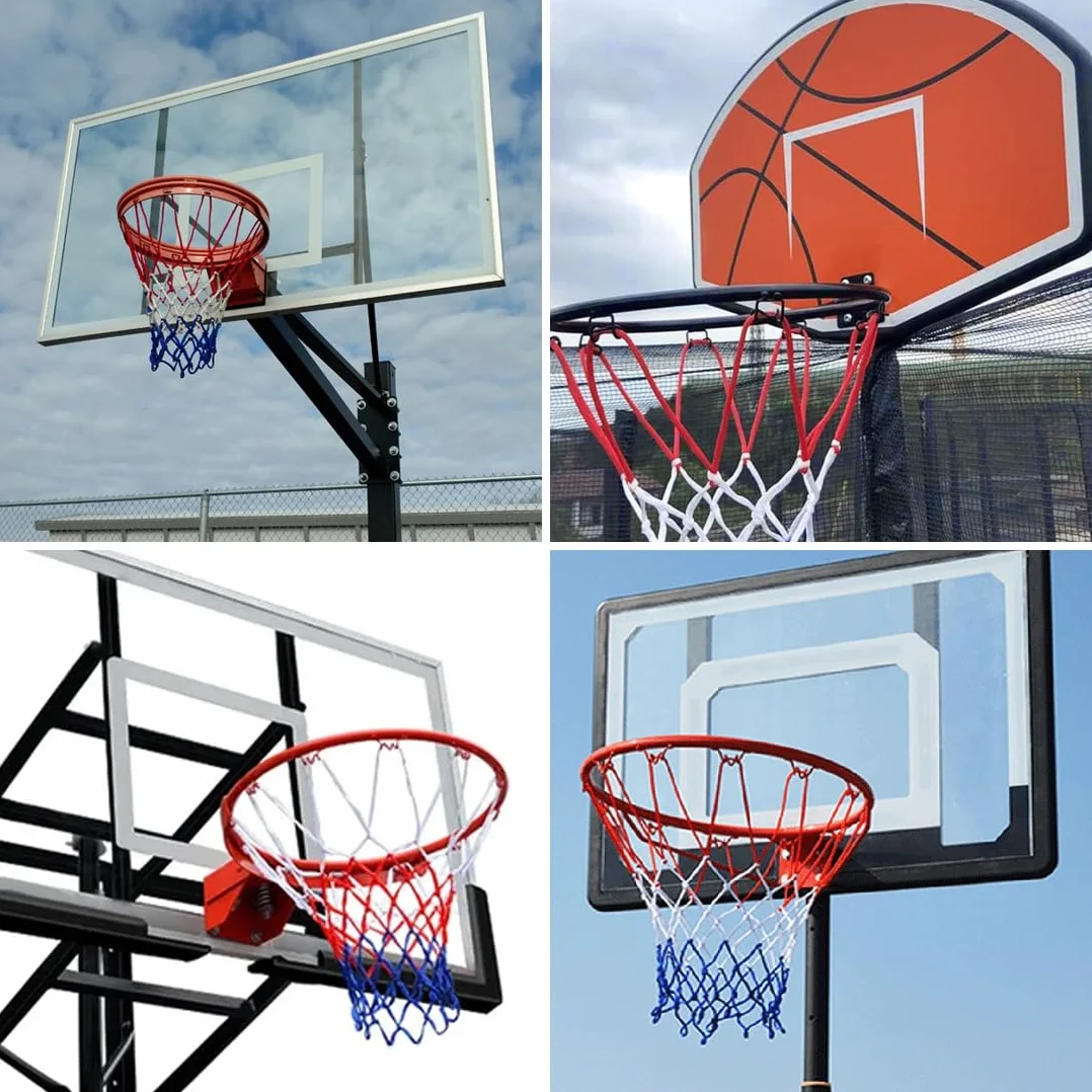 Ricambio rete basket 12 anelli in Poliestere resistente intemperie, 2 pezzi basket rimovibile per pallacanestro
