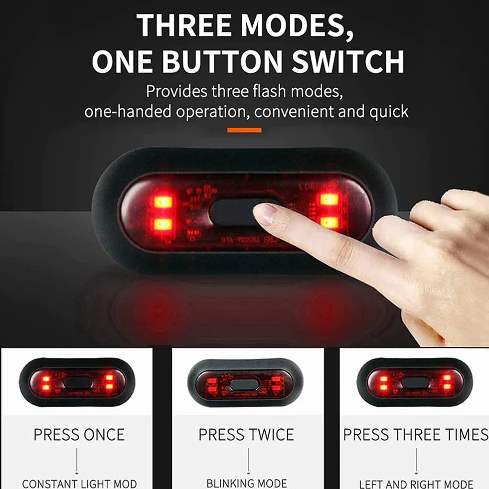 Luce LED per casco, luce del freno per casco da moto, ricaricabile, luce rossa di avvertimento per guida notturna