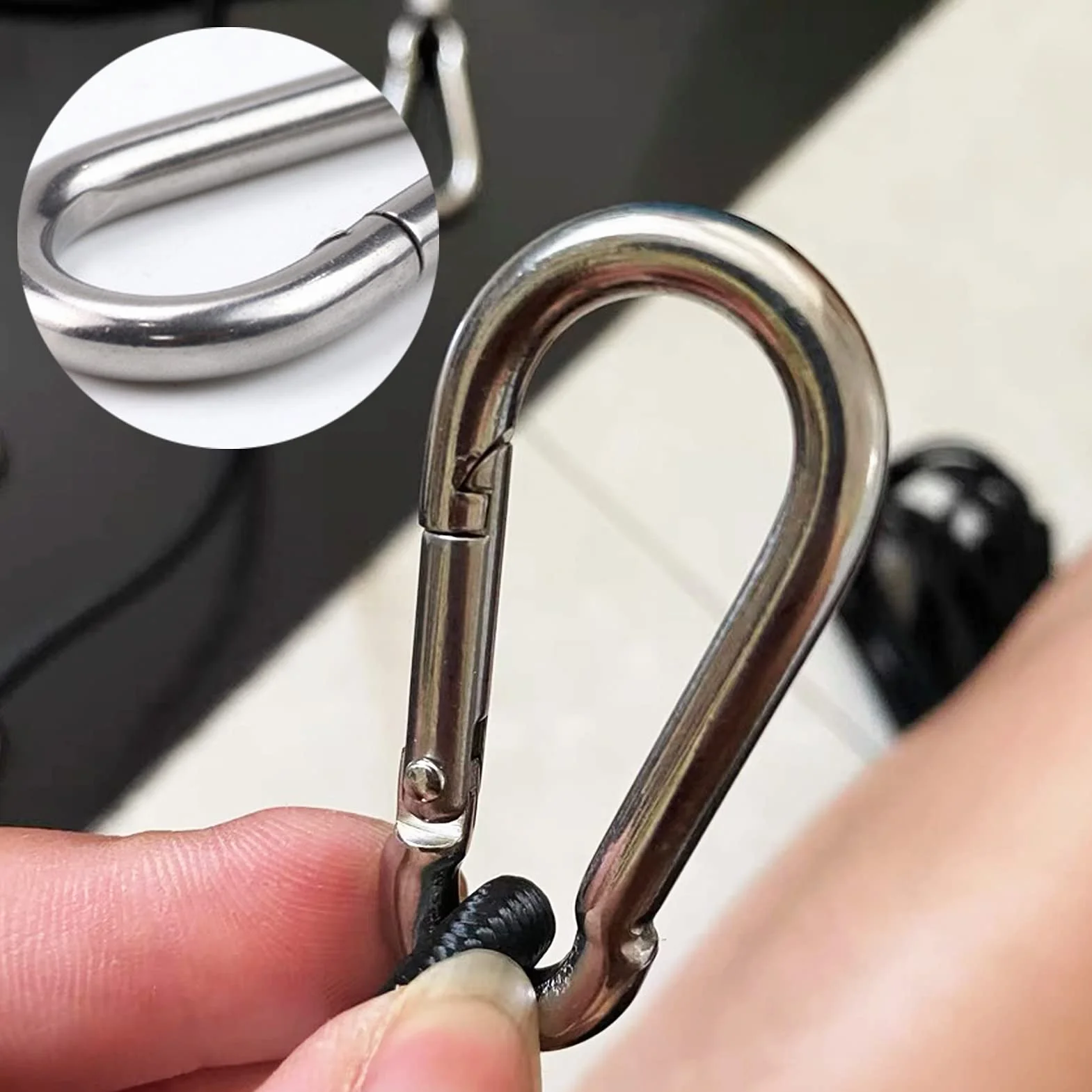 Moschettone in acciaio inox 60 mm x 6 mm portata 150 kg per vigili del fuoco