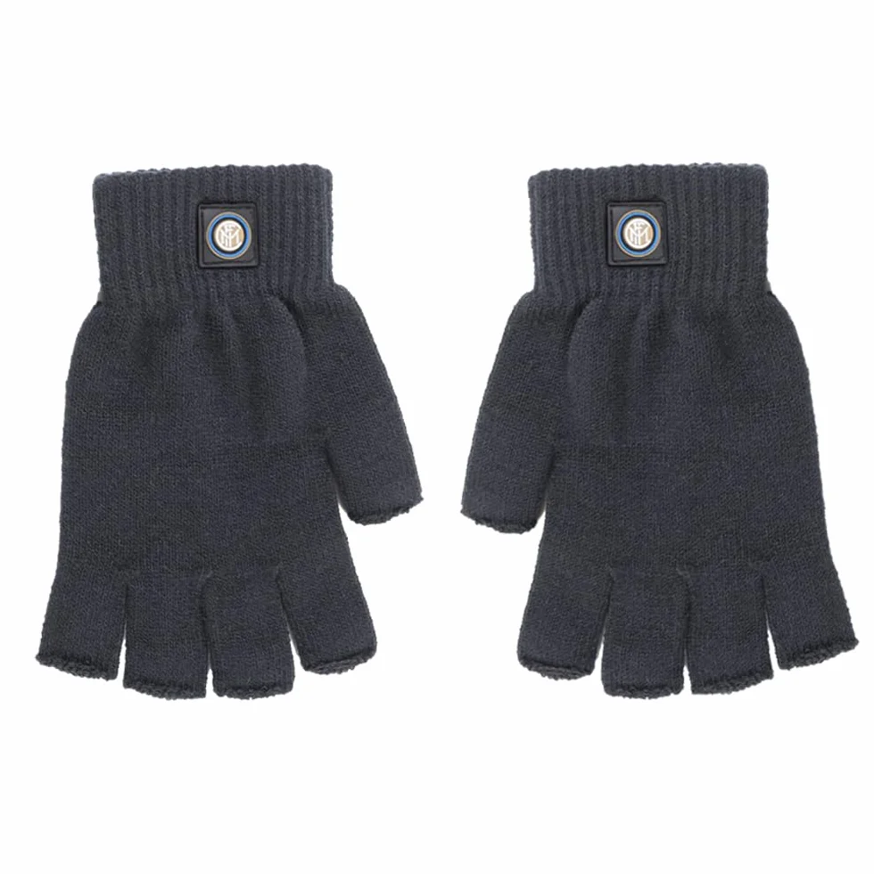 Inter Guanti a Maglia Mezze Dita, Accessori Ufficiali da Tifoso, Nero, Prodotto Merchandising Originale