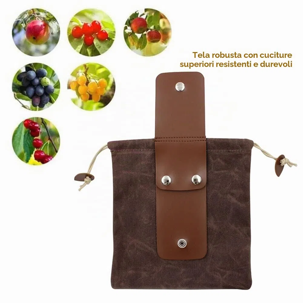 Borsa per foraggiamento in tela cerata, pieghevole, per campeggio, attività all'aperto, per conservare funghi, impermeabile, in pelle per bushcraft, marrone, per viaggi, campeggio
