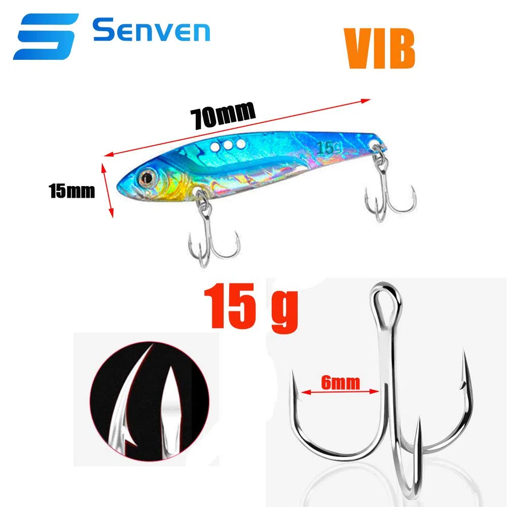 Kit di 5 Esche VIB a Manovella - Esche di Metallo Con Lama Rotante, Spinner e Occhi 3D per Pesca - Vibration Lama