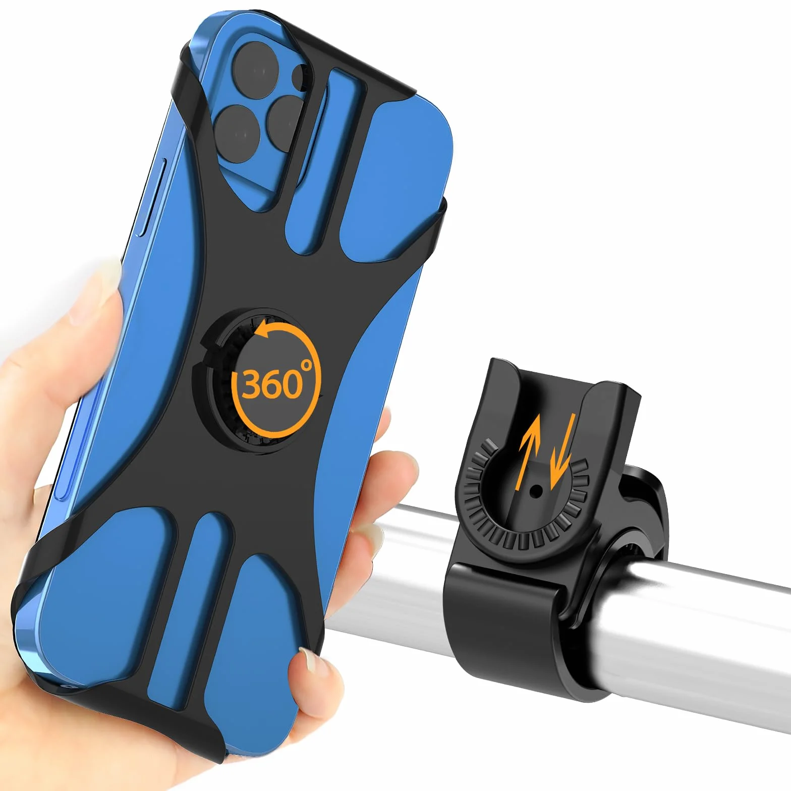 Porta Cellulare Bici Universale Supporto Smartphone 360° Rotabile Staccabile per MTB Moto Bicicletta Compatibile iPhone 17/16/15/14 4.5"-7.0" Nero