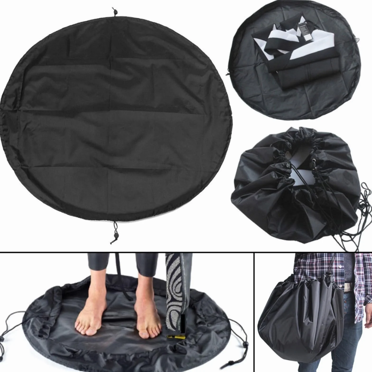 Borsa impermeabile per il cambio della muta da sub, in nylon nero, organizer per attrezzatura da surf