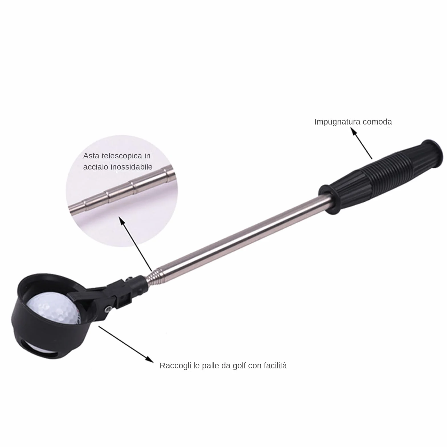 Generico Golf Ball Retriever Heavy Duty Telescopic Grabber Tool Water Reach Accessory Outdoor Sports Equipment Long Distance Retrieval Aid