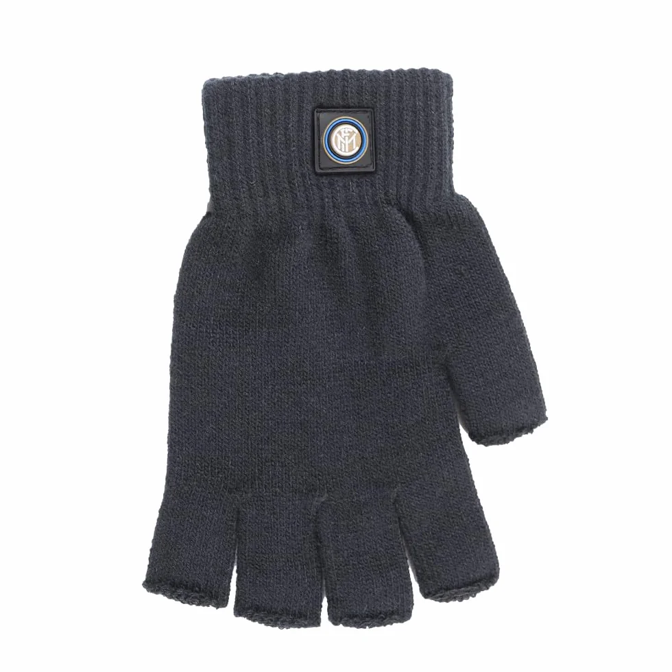 Inter Guanti a Maglia Mezze Dita, Accessori Ufficiali da Tifoso, Nero, Prodotto Merchandising Originale