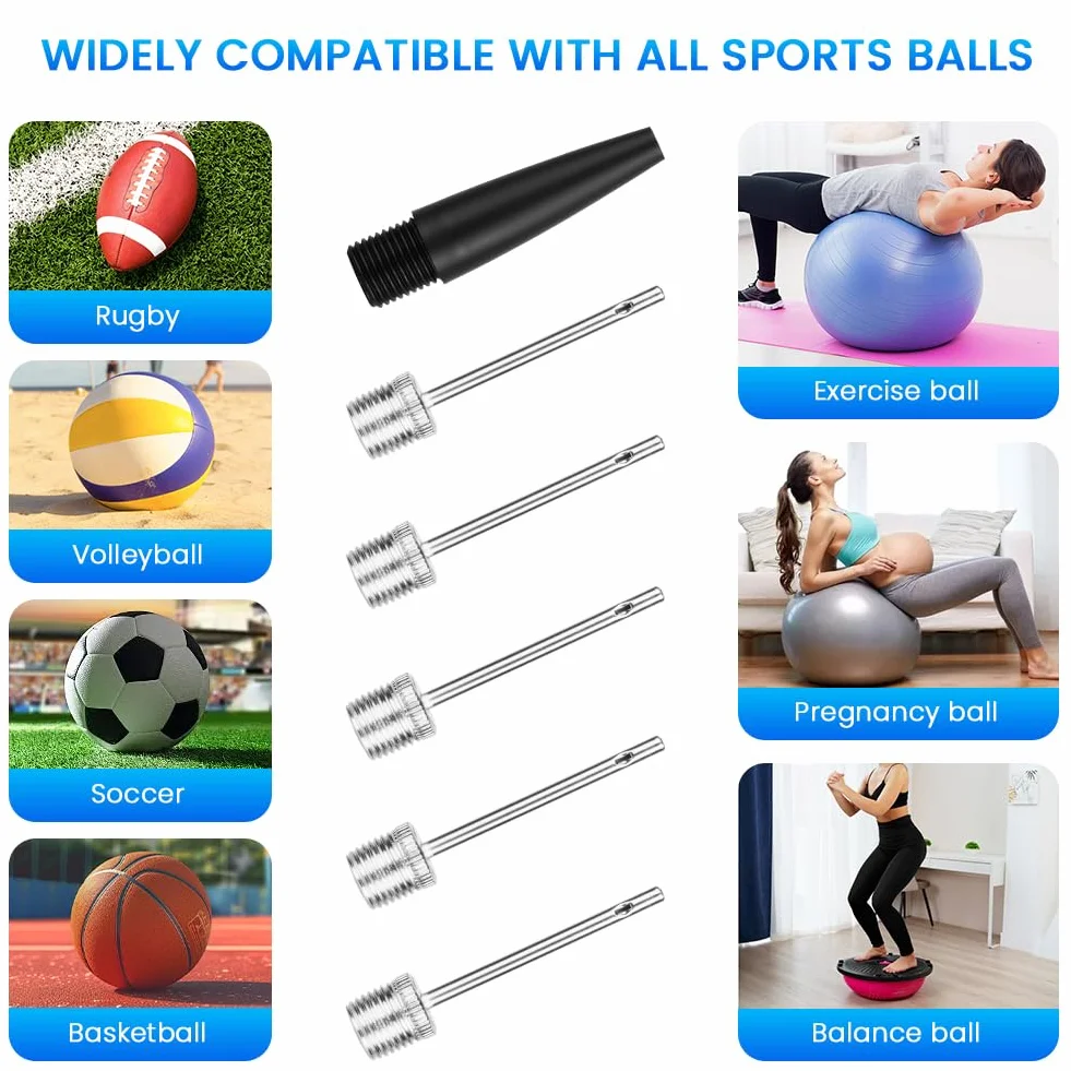 Pompa a Mano per Palloni Sportivi con Cavo Retrattile e Vano Porta-ago