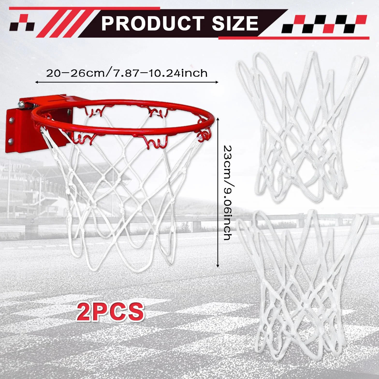 Rete per Canestro da Basket Mini in Nylon Resistente 2 Pezzi 8 Ganci Bianco