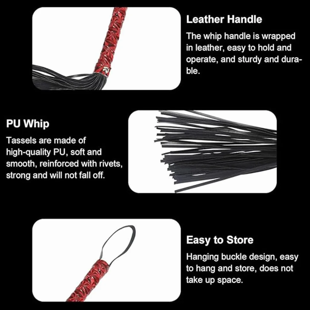 Frusta da Equitazione, 1 PCS Frustino Equitazione Corto, Outdoor Sports Portatile Antiscivolo Simil Pelle Frustino Cavallo, per Cavallo Performances,Frusta in Pelle con Frange,Multiuso