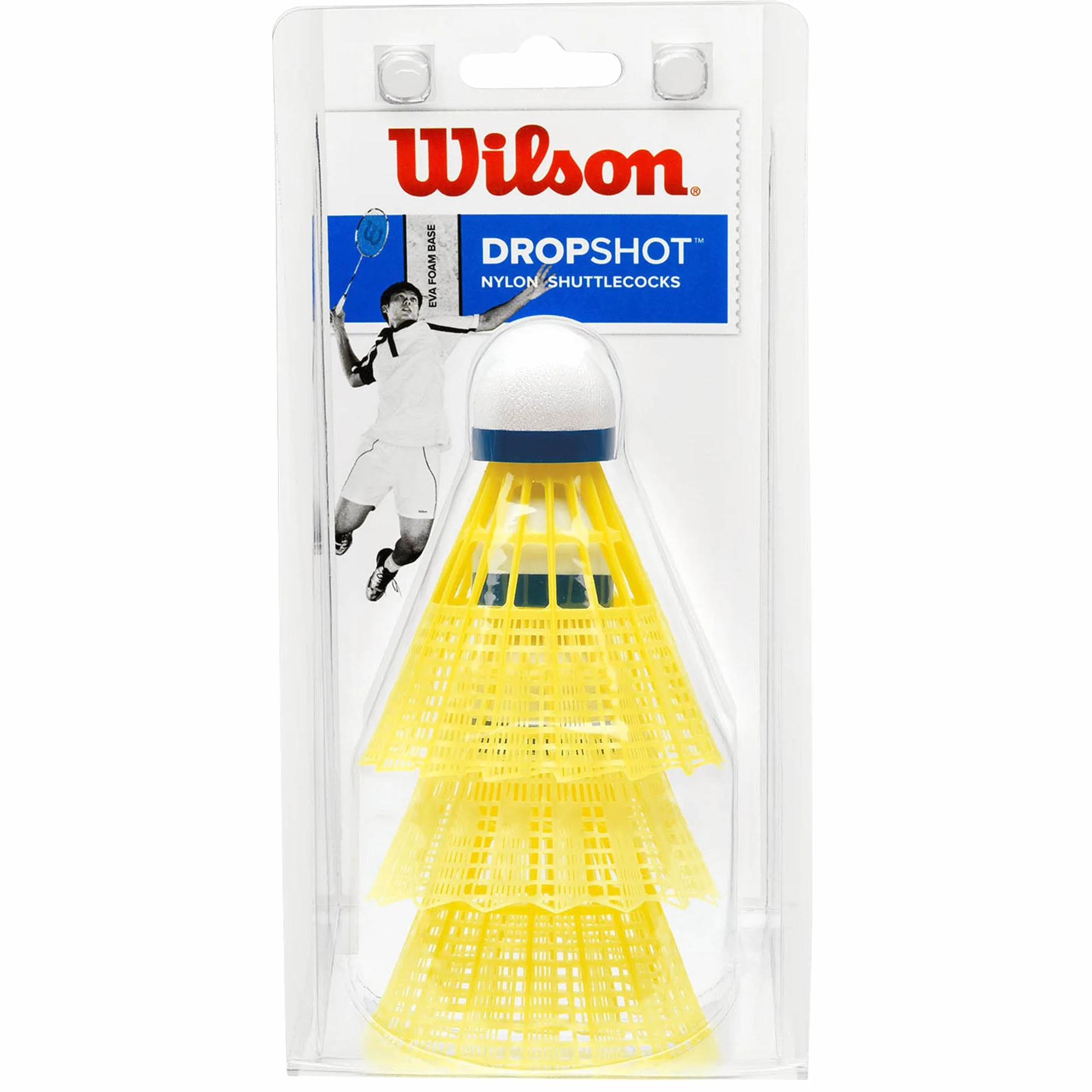 Wilson Dropshot Shuttlecocks Volani da Badminton, Confezione da 3, Plastica/Sughero Naturale, WRT6048YE, Giallo