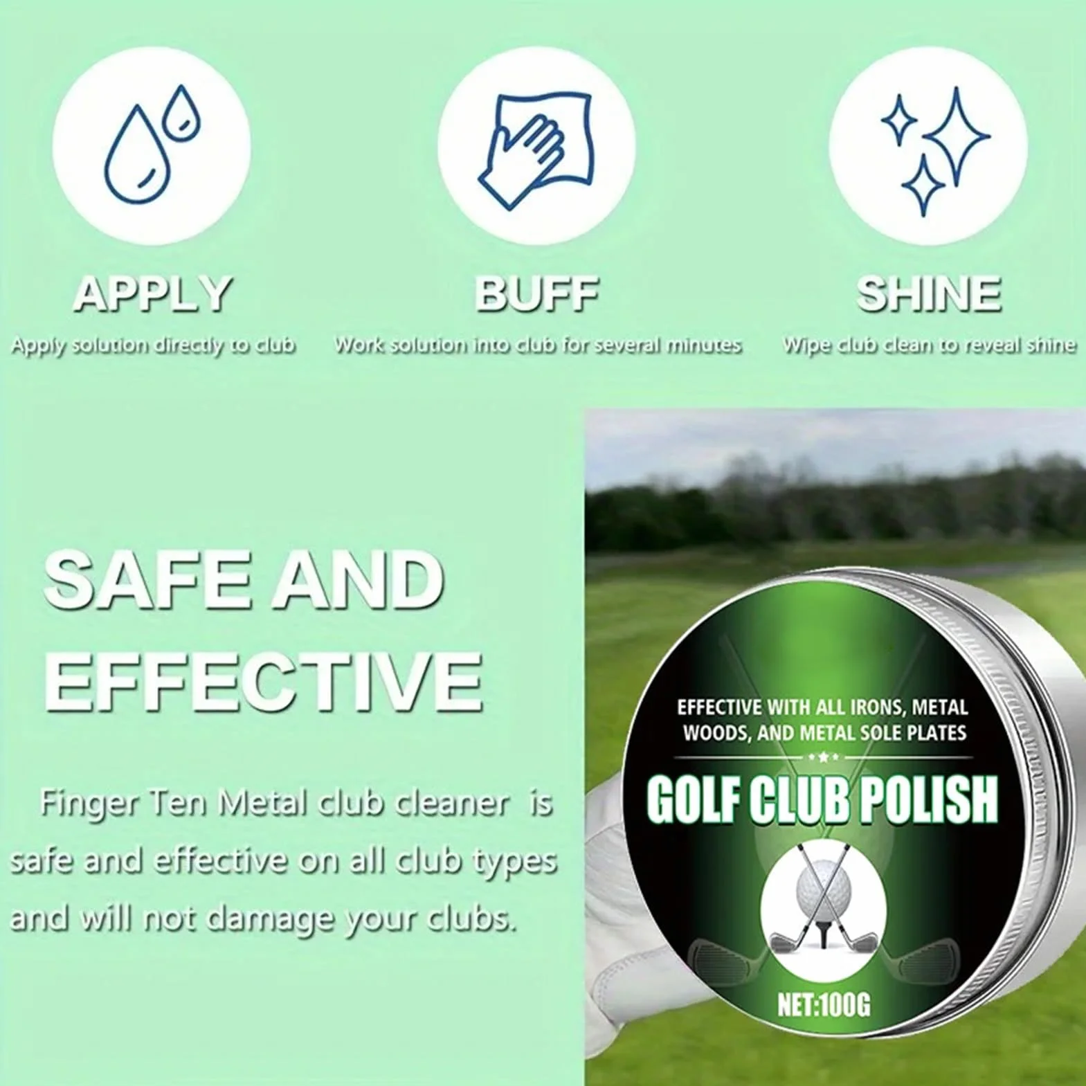Set di pulizia per mazza da golf 100 g lucidante pasta rimozione ruggine Schwaмm incluso