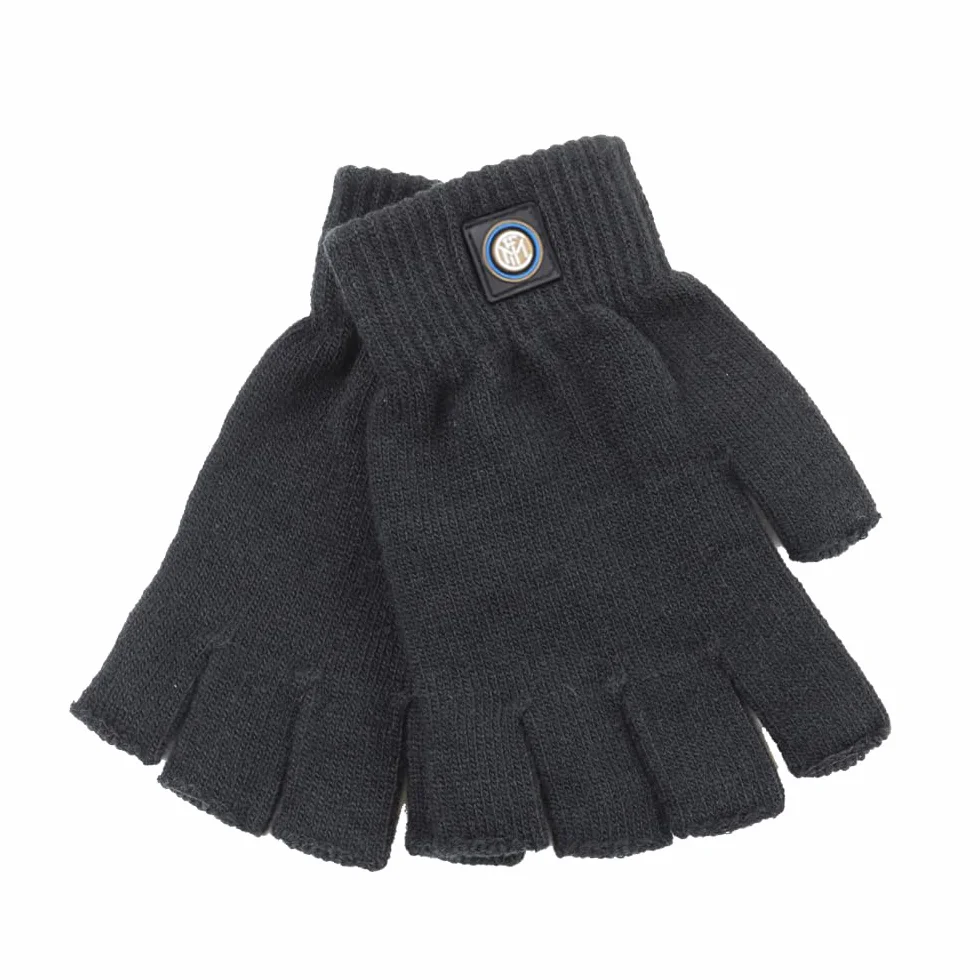 Inter Guanti a Maglia Mezze Dita, Accessori Ufficiali da Tifoso, Nero, Prodotto Merchandising Originale