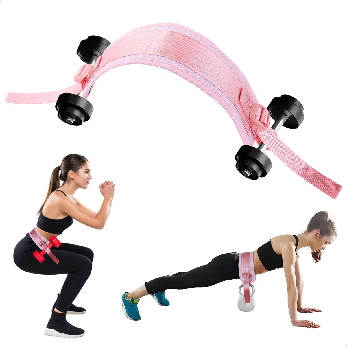 Cintura per Hip Thrust, Cintura di Spinta per Palestra e Pilates, Attrezzo per Glutei per Attaccare Manubri per Esercizi di Fianchi, Ponte Gluteo, Plank, Push-up
